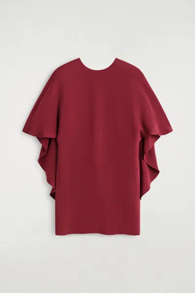 Cos Draped Silk Mini Dress In Red