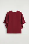 Cos Draped Silk Top In Red