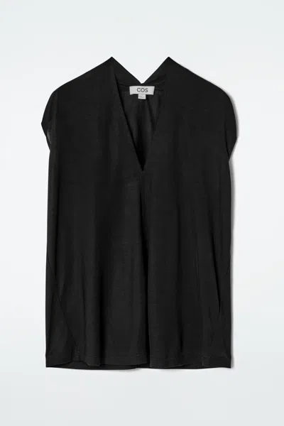 Cos Draped Vneck Top In Nero