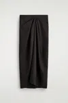 Cos Gonna Midi Drappeggiata In Misto Lana In Black