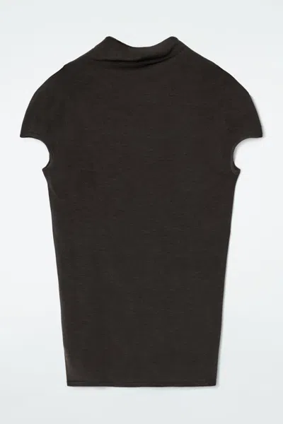 Cos Draped Wool-silk Top In Brown