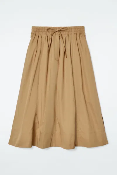 Cos Drawstring A-line Midi Skirt In Beige