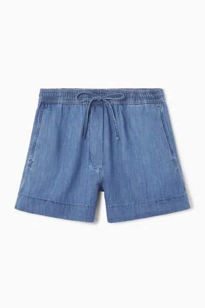 Cos Drawstring Denim Shorts In Blue