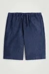 Cos Drawstring Denim Shorts In Blue