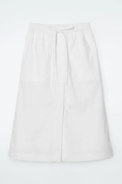 Cos Drawstring Midi Skirt In White