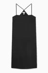 Cos Drawstring Midi Slip Dress In Black