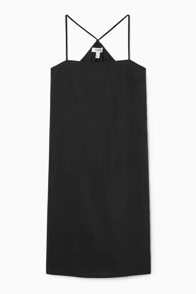 Cos Drawstring Midi Slip Dress In Black