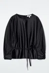 Cos Drawstring Peplum Blouse In Blue In Blue