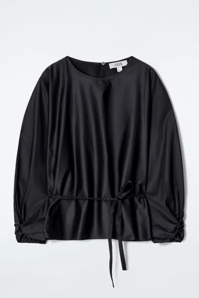 Cos Drawstring Peplum Blouse In Blue