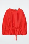 Cos Drawstring Peplum Blouse In Orange