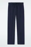 Cos Drawstring Straight-leg Trousers In Blue