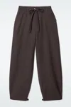 Cos Drawstring Twill Barrel-leg Trousers In Brown