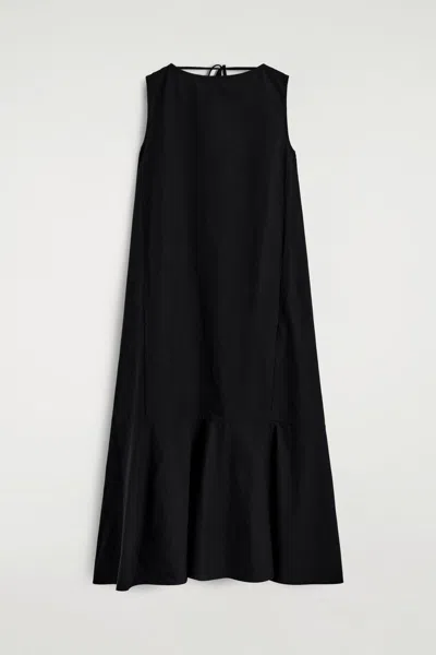 Cos Abito Midi In Cotone Con Orlo Asimmetrico In Black