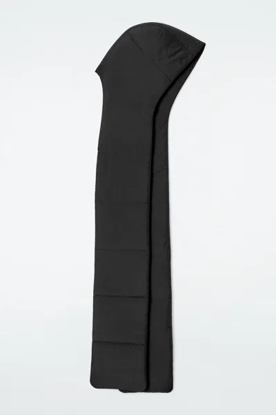 Cos Padded Hybrid Hooded Scarf In Noir