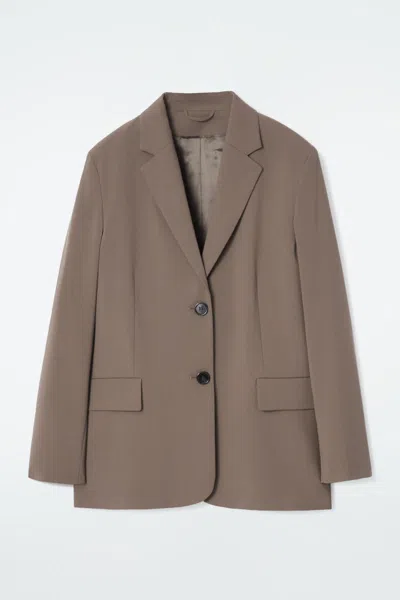 Cos Einreihiger Blazer Aus Woll-mix In Braun