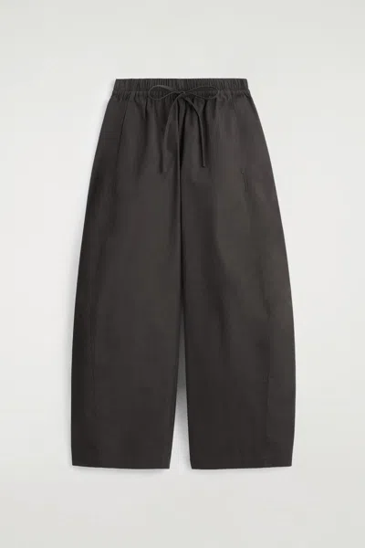 Cos Elasticated Barrel-leg Pants In Brown