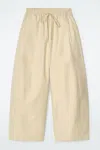 Cos Elasticated Barrel-leg Trousers In Beige