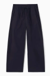 Cos Elasticated Barrel-leg Trousers In Blue In Blue