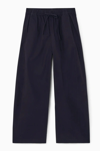 Cos Elasticated Barrel-leg Trousers In Blue