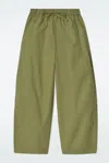 Cos Elasticated Barrel-leg Trousers In Green