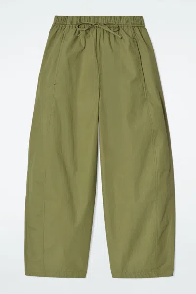 Cos Elasticated Barrel-leg Trousers In Green