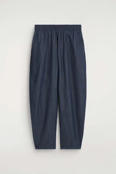 Cos Pantaloni Barrel In Denim Con Vita Elasticizzata In Blu