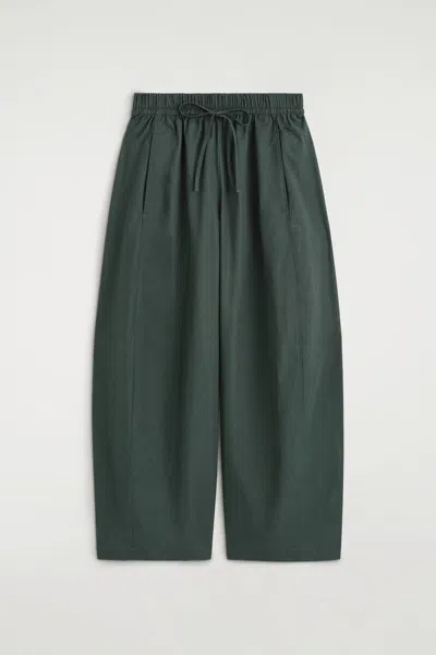 Cos Elasticated Barrel-leg Trousers In Green