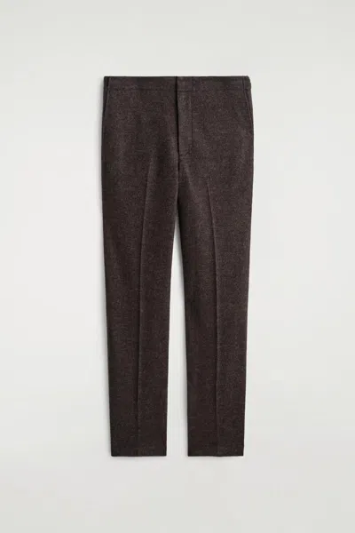 Cos Elasticated Boiled-wool Trousers In Brown