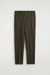 Cos Elasticated Boiled-wool Trousers In Green