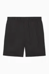 Cos Elasticated Cotton-blend Shorts In Black