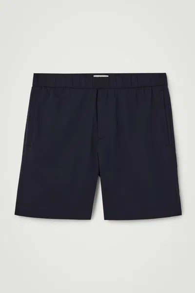 Cos Elasticated Cotton-blend Shorts In Blue