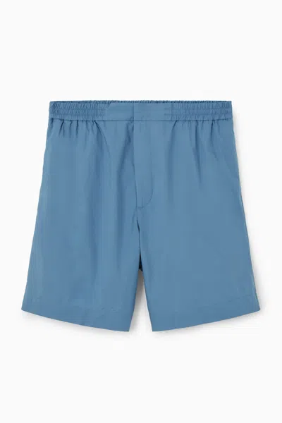 Cos Elasticated Cotton Shorts In Blue
