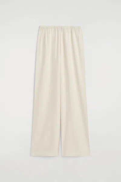 Cos Elasticated Crepe Straight-leg Trousers In White
