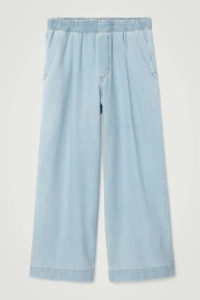 Cos Elasticated Cropped Denim Pants In Blue