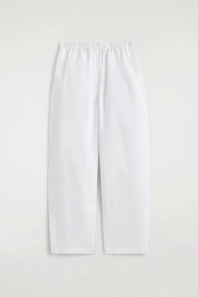 Cos Elasticated Linen Barrel-leg Pants In White