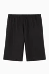 Cos Elasticated Linen Shorts In Black