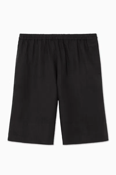 Cos Elasticated Linen Shorts In Black