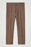 Cos Elasticated Linen Straight-leg Trousers In Beige
