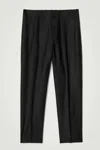 Cos Elasticated Linen Straight-leg Trousers In Black