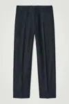 Cos Elasticated Linen Straight-leg Trousers In Blue In Blue