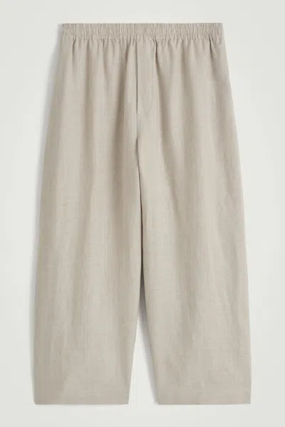 Cos Elasticated Linen Wide-leg Trousers In Beige