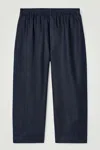 Cos Elasticated Linen Wide-leg Trousers In Blue