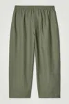 Cos Elasticated Linen Wide-leg Trousers In Green