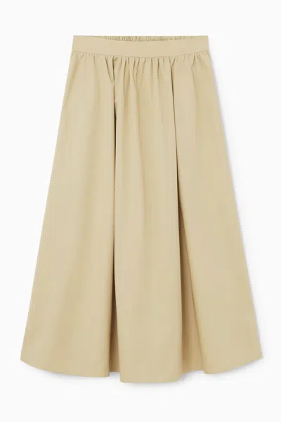 Cos Elasticated Midi Skirt In Beige