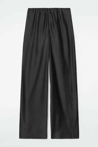 Cos Elasticated Satin Trousers In Black