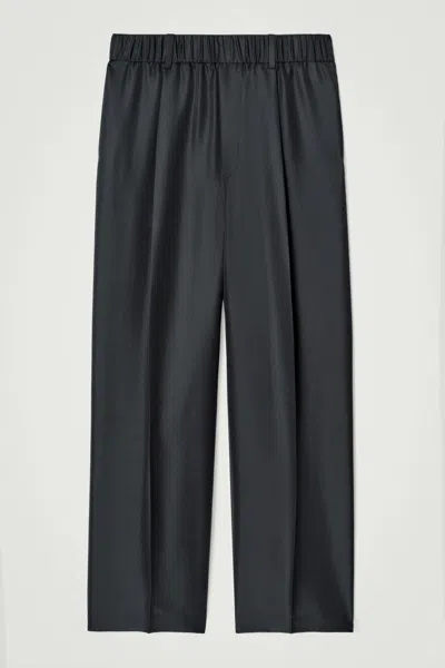 Cos Elasticated Silk Trousers In Grey