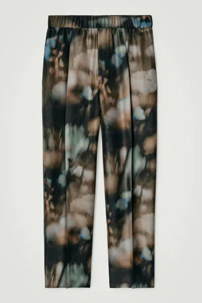 Cos Elasticated Silk Pants In Blue