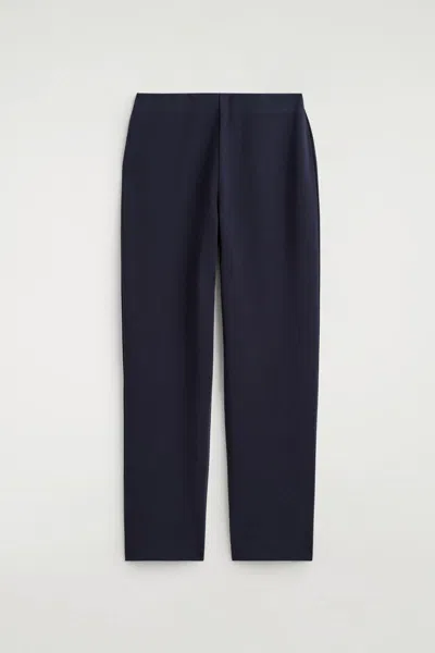Cos Elasticated Straight-leg Jersey Pants In Blue