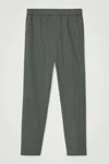 Cos Elasticated Tapered Twill Trousers In Green
