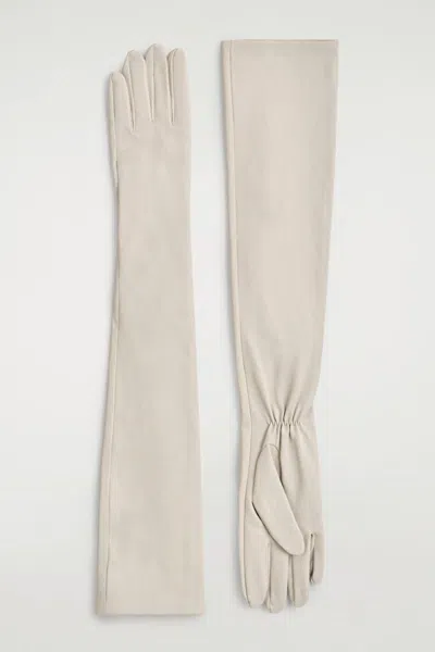 Cos Elongated Nappa Gloves In White